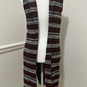 BCBGeneration Womens Metallic Tweed Long Side Split Vest Black Red Size Medium